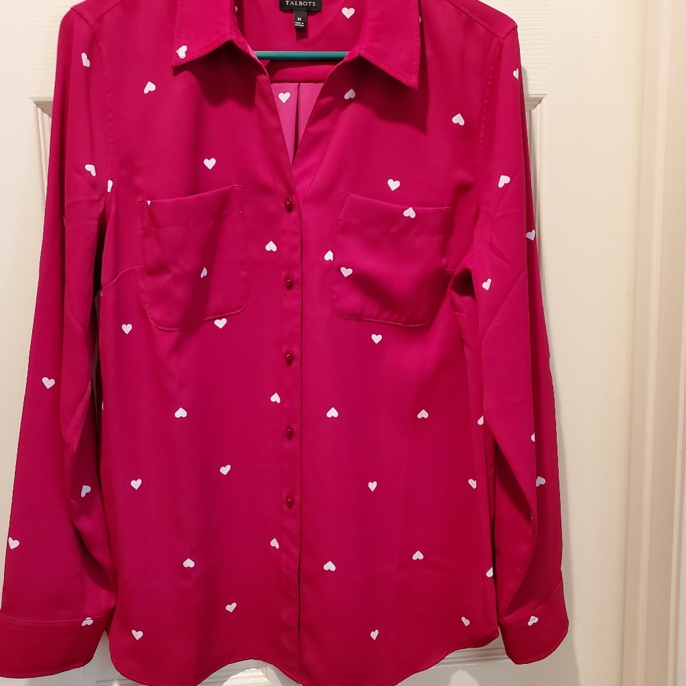 Baby Hearts Button down blouse by Talbots, size M